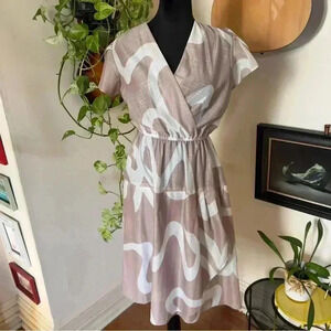Vtg 70s Ajax I Love New York Tan And White Short Sleeved Dress - Size 10